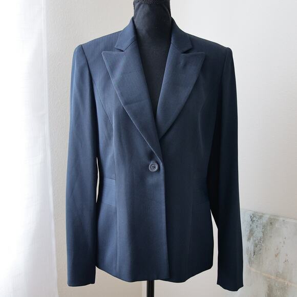 Garfield & Marks Women's Navy Blue business blazer with shoulder pads size 4 S - Picture 1 of 6